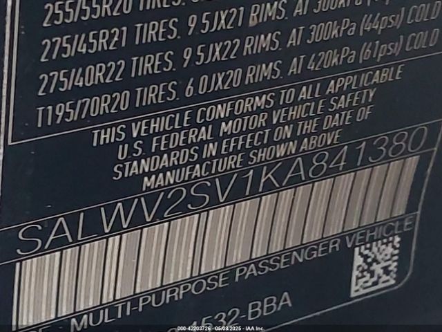 2019 LAND ROVER RANGE ROVER SPORT SALWV2SV1KA841380 Photo 8