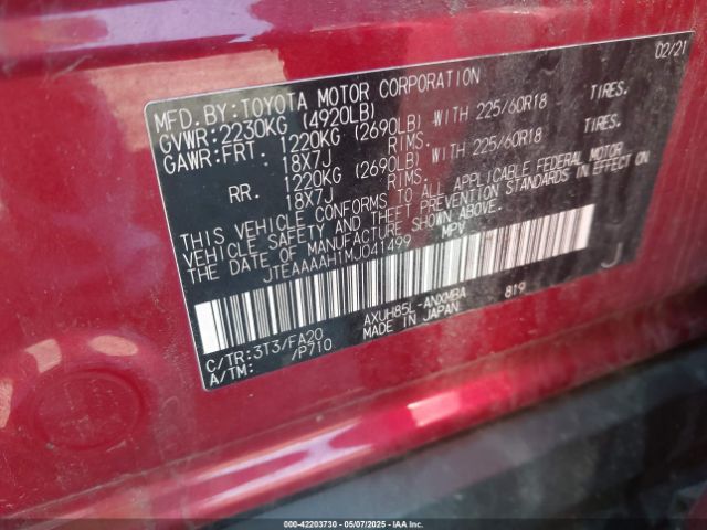 JTEAAAAH1MJ041499 Toyota VENZA LE