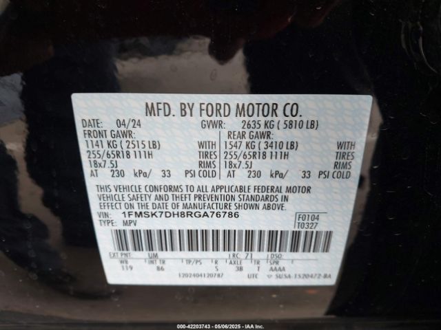 2024 FORD EXPLORER 1FMSK7DH8RGA76786 Photo 8