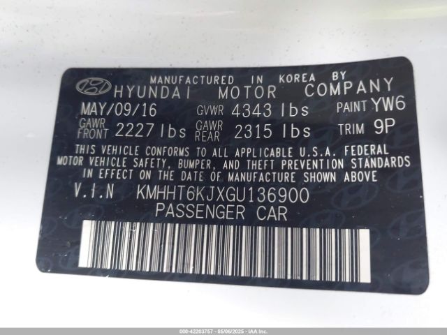 KMHHT6KJXGU136900 Hyundai Genesis 3.8 Base