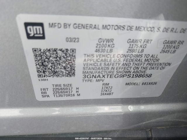 3GNAXTEG9PS198658 Chevrolet Equinox Awd 2fl