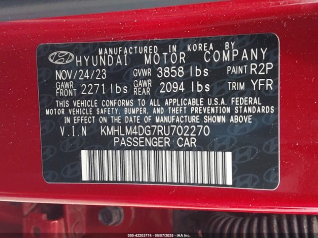 KMHLM4DG7RU702270 Hyundai ELANTRA SEL