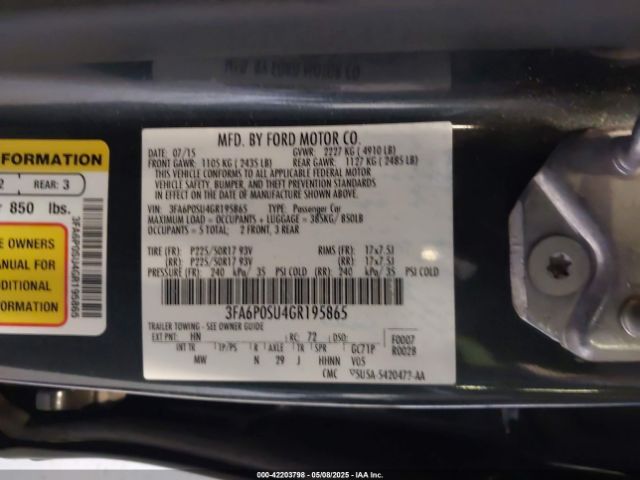 3FA6P0SU4GR195865 Ford Fusion Energi Titanium