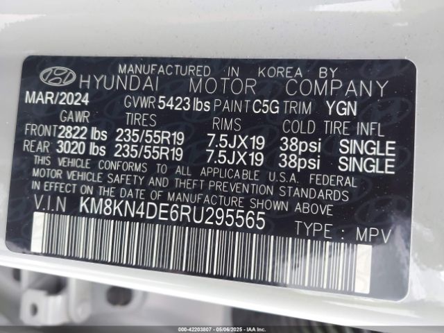 KM8KN4DE6RU295565 Hyundai Ioniq 5 Sel