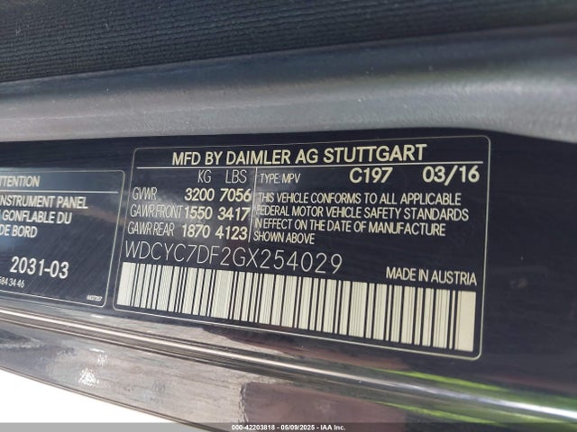 Mercedes-Benz m157 2016 WDCYC7DF2GX254029 Image 9