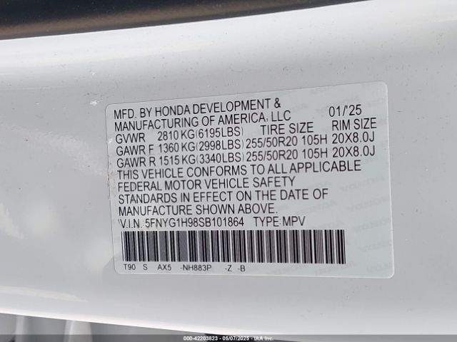 5FNYG1H98SB101864 Honda Pilot Black Edition