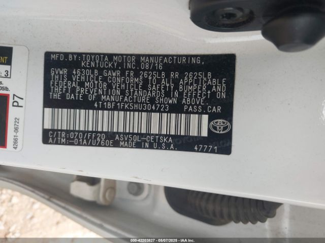 4T1BF1FK5HU304723 Toyota CAMRY SE