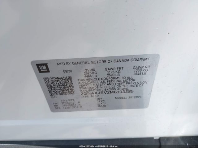 2GNAXJEV2M6103385 Chevrolet Equinox Fwd 2fl