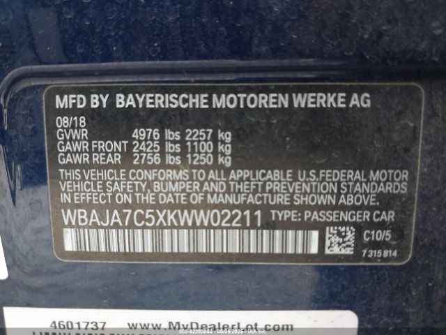 WBAJA7C5XKWW02211 BMW 530i Xdrive