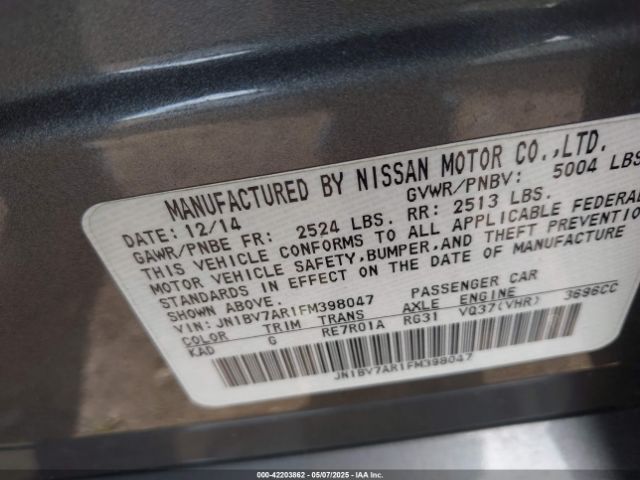 JN1BV7AR1FM398047 Infiniti Q50