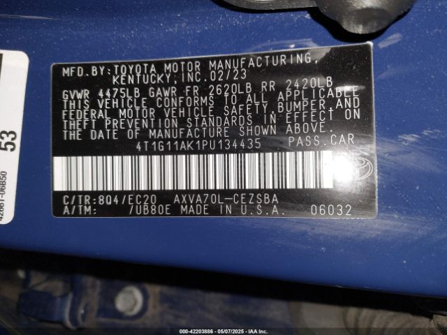 4T1G11AK1PU134435 Toyota Camry Se Nightshade Edition