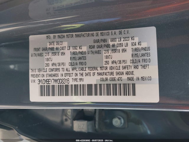 3MVDMBEY7MM308316 Mazda py turbo