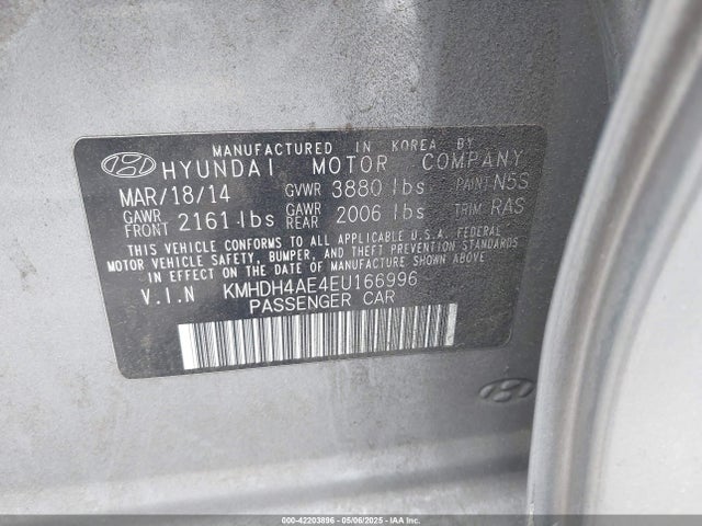 KMHDH4AE4EU166996 Hyundai ELANTRA SE