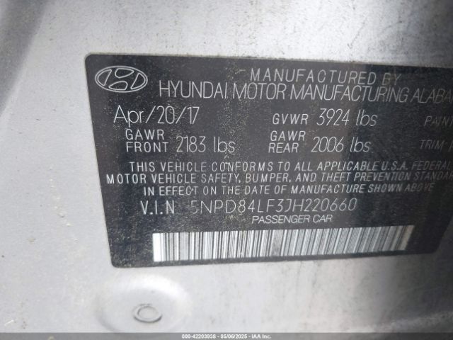 2018 HYUNDAI ELANTRA 5NPD84LF3JH220660 Photo 8