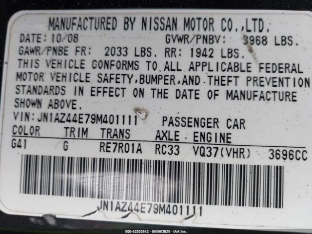 2009 NISSAN 370Z JN1AZ44E79M401111 Photo 8