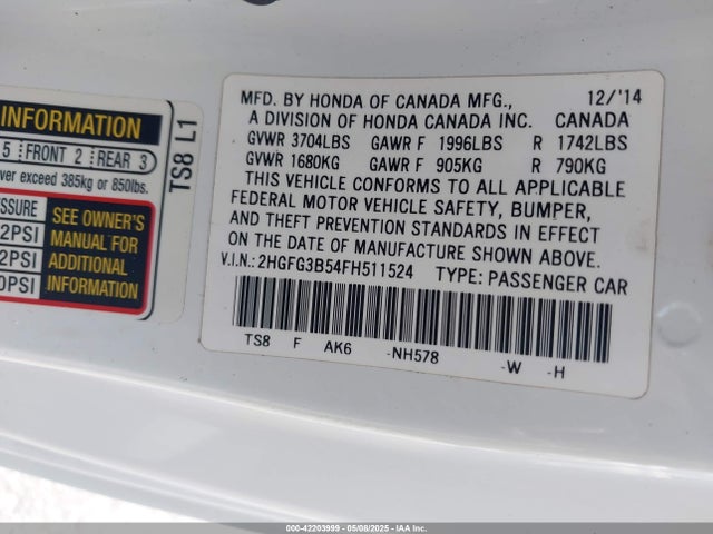 2HGFG3B54FH511524 Honda Civic Lx
