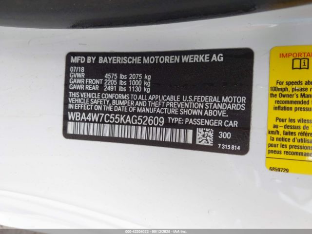 2019 BMW 440I WBA4W7C55KAG52609 Photo 8