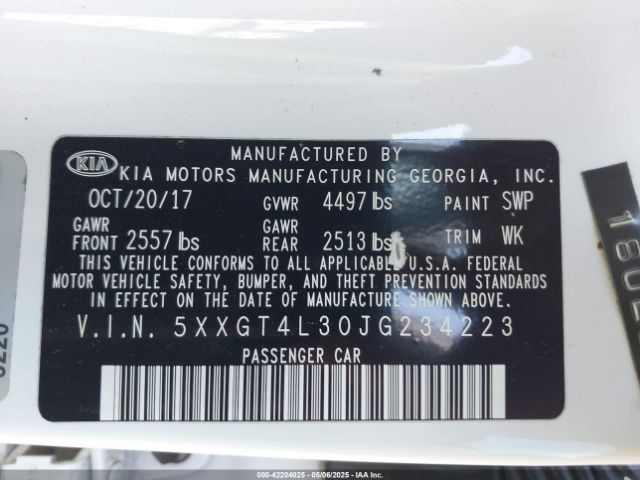 5XXGT4L30JG234223 KIA Optima S