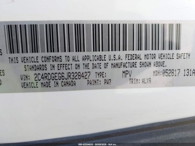 2018 DODGE GRAND CARAVAN 2C4RDGEG6JR328427 Photo 8