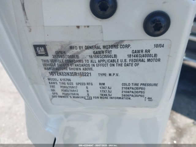 2005 CADILLAC ESCALADE 1GYEK63N35R160221 Photo 8
