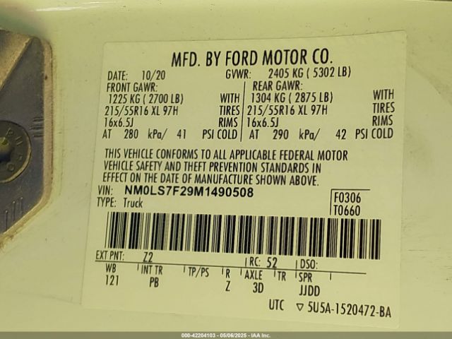 NM0LS7F29M1490508 Ford Transit Connect Xlt Cargo Van