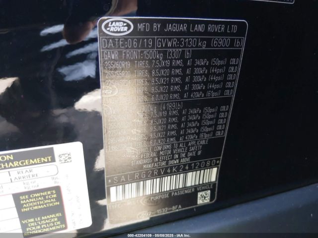 SALRG2RV4K2412080 Land Rover Discovery Se