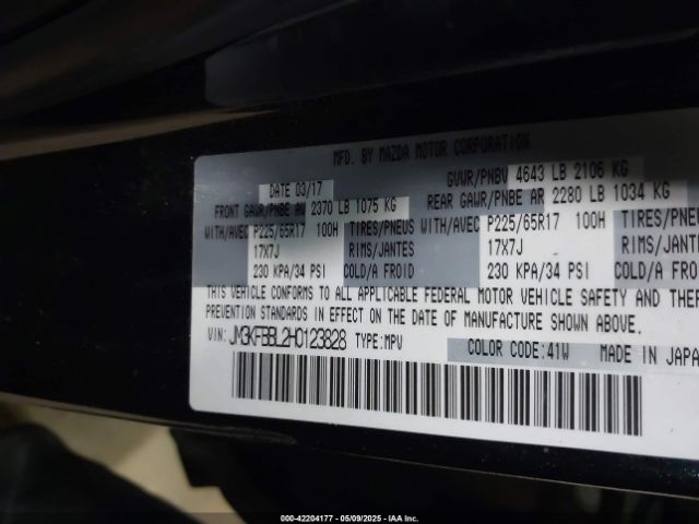 JM3KFBBL2H0123828 Mazda CX-5 SPORT