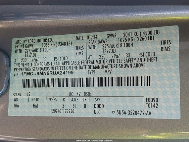 1FMCU9MN6RUA24199 Ford Escape St-line