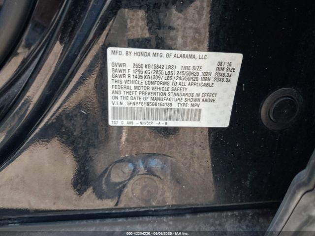 5FNYF6H95GB104180 Honda j35y6