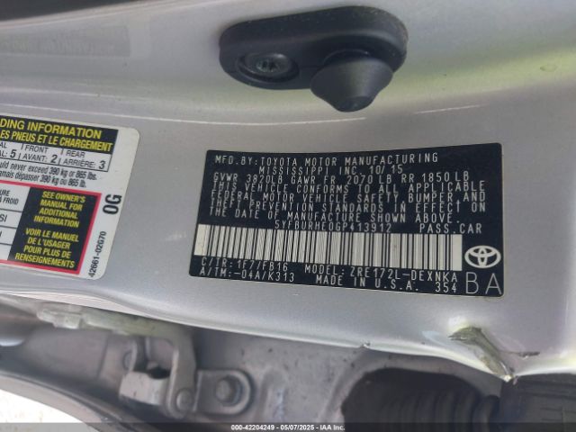 5YFBURHE0GP413912 Toyota Corolla Le Plus