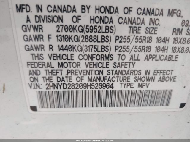 2009 ACURA MDX 2HNYD28209H526964 Photo 8