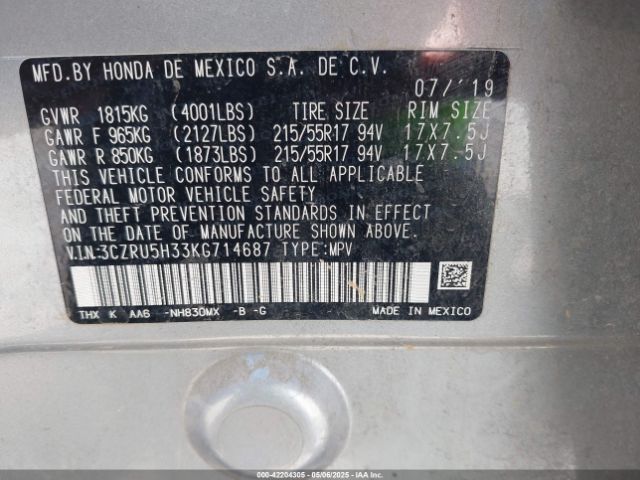 3CZRU5H33KG714687 Honda HR-V LX