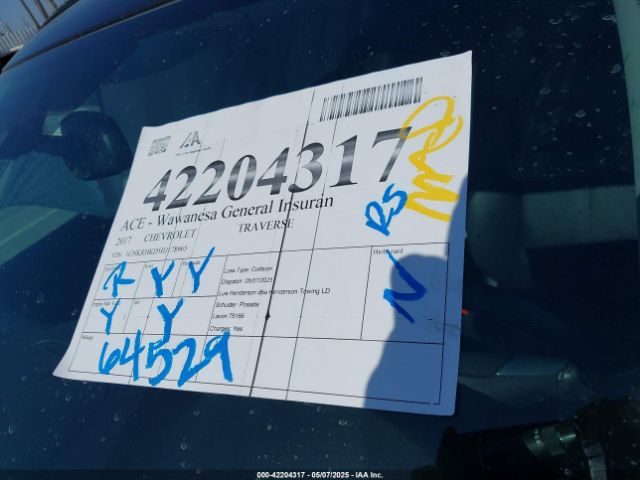 1GNKRHKD5HJ178965 Chevrolet Traverse 2lt