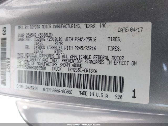 5TFRX5GN8HX089580 Toyota Tacoma Sr