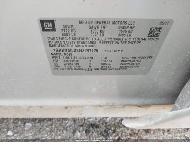 1GKKNMLSXHZ297126 GMC lgx - di: direct injection, vvt: variable valve timing, alum, gen 2