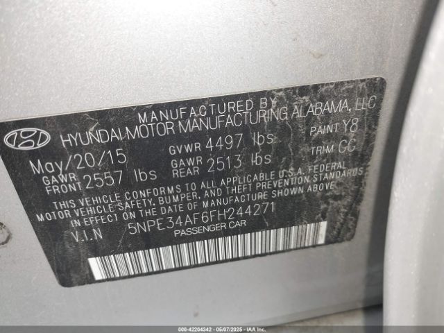 5NPE34AF6FH244271 Hyundai dohc gdi theta-ii