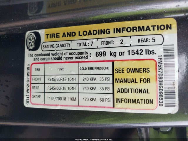 1FM5K7D80HGD98530 Ford 3.5l ti-vct