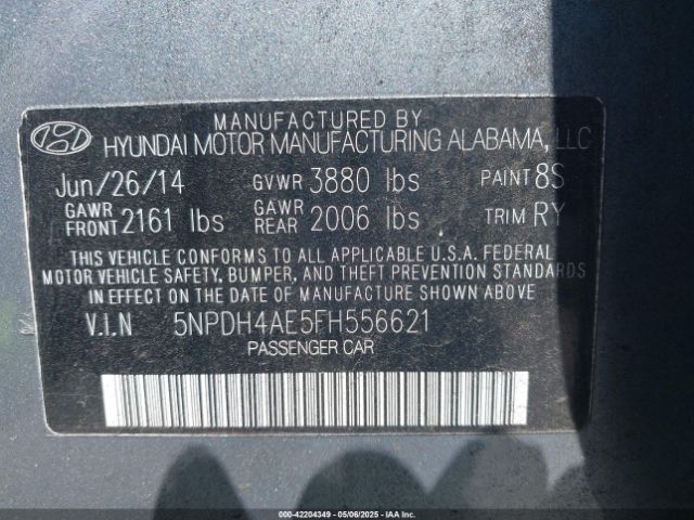 5NPDH4AE5FH556621 Hyundai dohc mpi nu