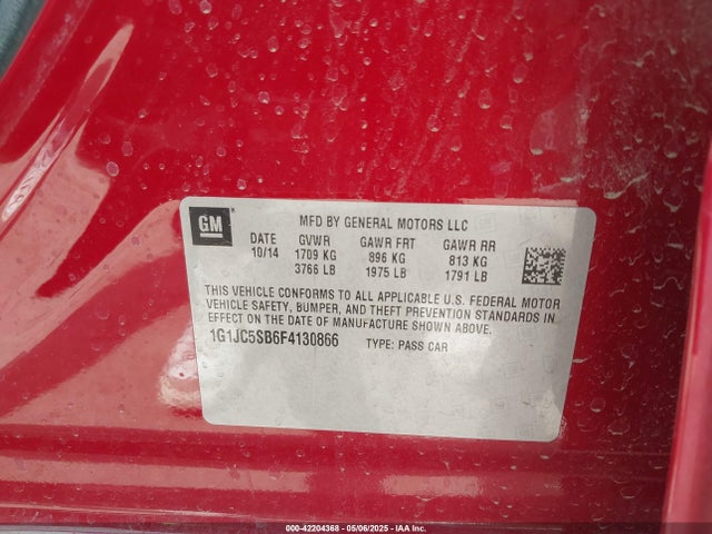 1G1JC5SB6F4130866 Chevrolet Sonic Lt Auto