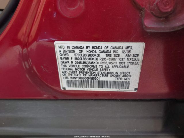 2006 ACURA MDX 2HNYD18866H516501 Photo 8