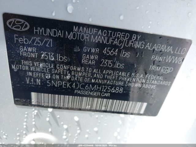 2021 HYUNDAI SONATA 5NPEK4JC6MH125688 Photo 8
