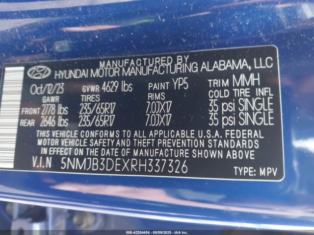 2024 HYUNDAI TUCSON 5NMJB3DEXRH337326 Photo 8