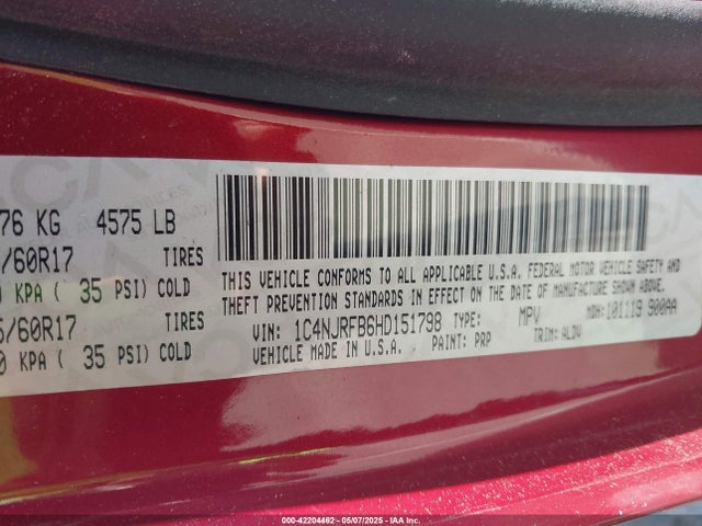1C4NJRFB6HD151798 Jeep Patriot High Altitude 4x4