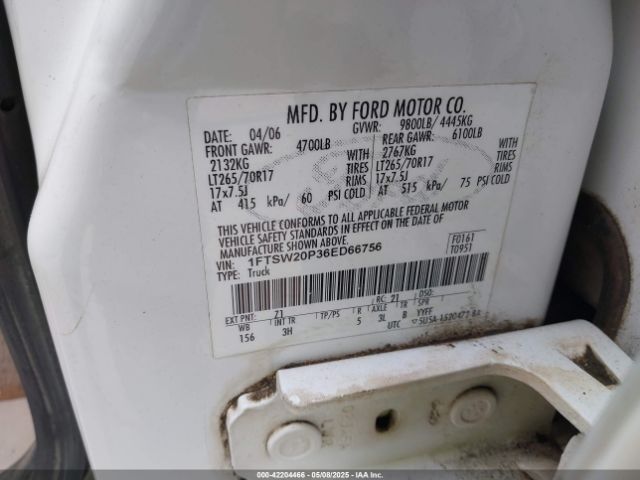 2006 FORD SUPER DUTY F-250 1FTSW20P36ED66756 Photo 8