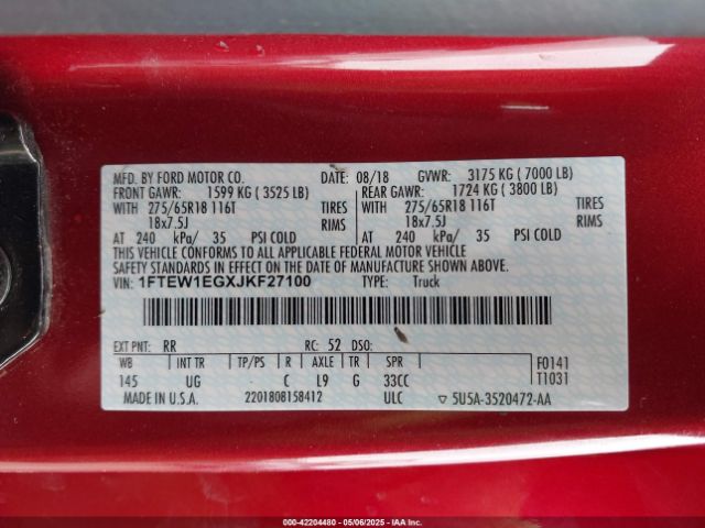 2018 FORD F-150 1FTEW1EGXJKF27100 Photo 8