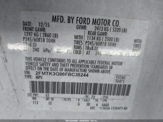 2FMTK3G96FBC35244 Ford EDGE SE