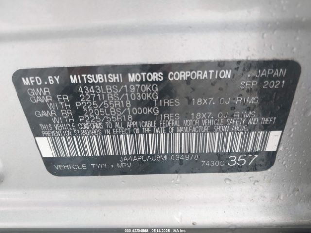 2021 MITSUBISHI OUTLANDER SPORT JA4APUAU8MU034978 Photo 8