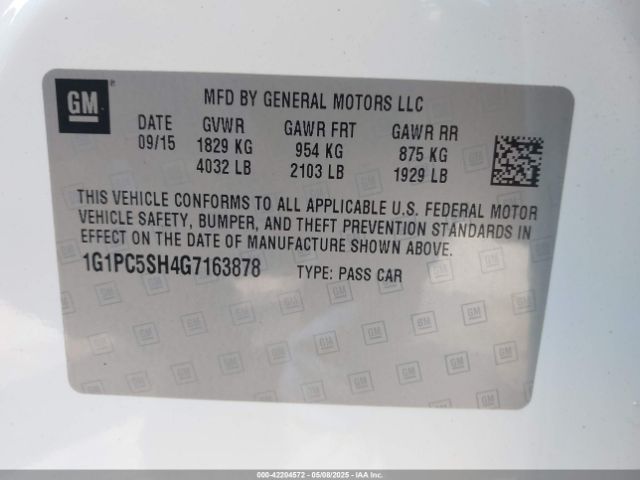 1G1PC5SH4G7163878 Chevrolet Cruze Limited Ls Auto