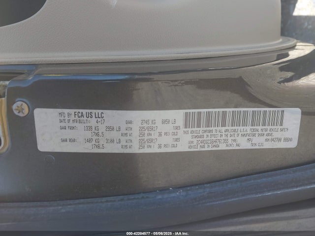 2C4RDGCG6HR761355 Dodge Grand Caravan Sxt