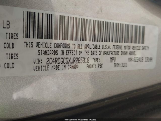 2C4RDGCGXJR265318 Dodge Grand Caravan Sxt